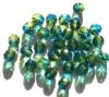 25 8mm Faceted Two Tone Olive Blue Firepolish Beads